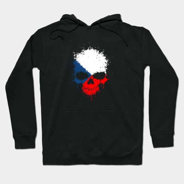 Chaotic Czech Flag Splatter Skull Hoodie by jeffbartels